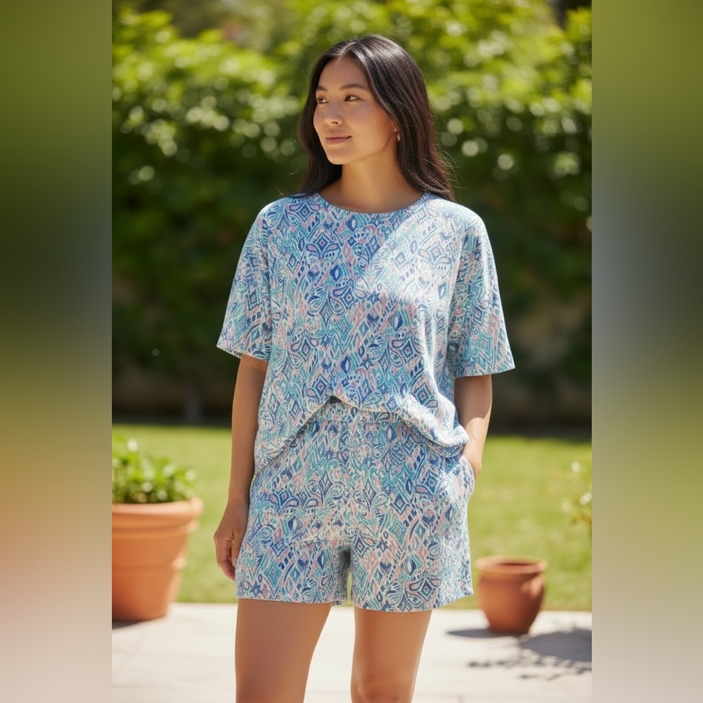 Sleep Sense XL Pastel Ikat Sleep Top and matching Shorts Size XL